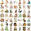 50pcs/pack Cartoon Cute Animal Reading Stickers Pack Phone Suitcase Computer Laptop Journaling Materials DIY Handmade Sticker
