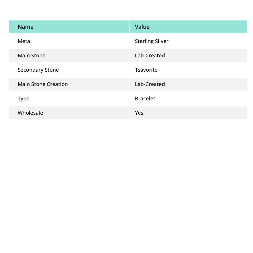 Rubinfuchsit, Tsavorit, im Labor hergestelltes 925er Sterlingsilber-Armband, 17,8–20,3 cm, J0K64