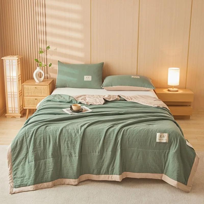 New 7A Antibacterial Wash Cotton Soybean Summer Cool Quilt Home Textile Pure Color Breathable Comfortable Quilt