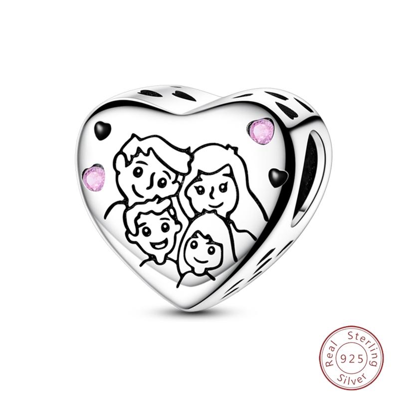 S925 Silver Birthday Bear Lucky Cat Elephant Family Firefly Charms Beads Fit 3mm Bracelets DIY Fine Jewelry