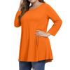 Women's Fashion Casual Colour Round Neck 3/4 Sleeve T-Shirt Top