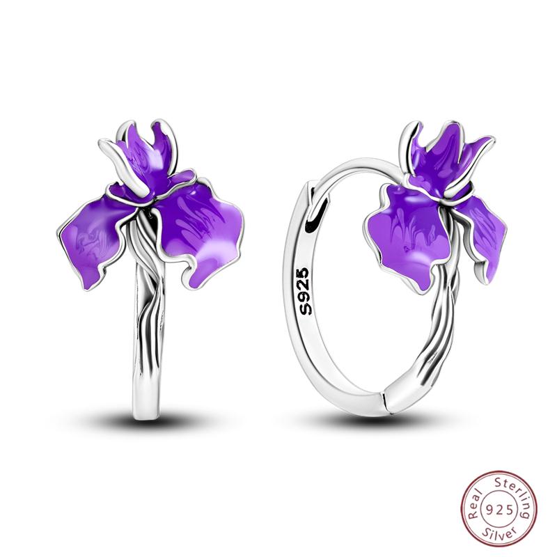 Sweet 925 Silver Ladybug Butterfly Dragonfly Iris Flower Design Earrings Fit Wedding Parties Exquisite Jewelry