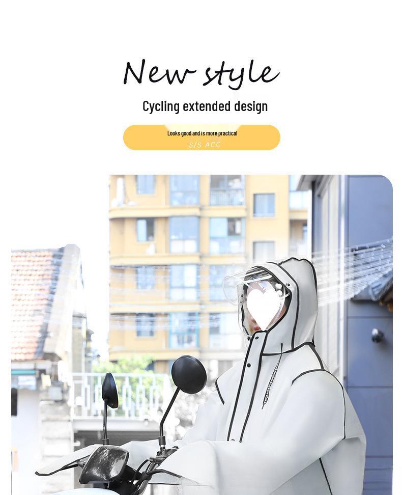Full-Length Rainproof Poncho for Adults - Unisex Raincoat for Electric Car or Bicycle Riding