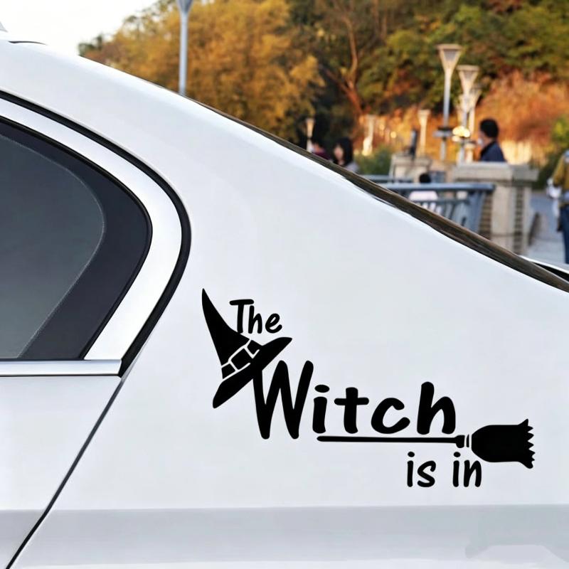 Car Sticker "The Witch Is In" Creative Letter Decal Waterproof Universal Fit for Auto Truck Motorcycle Rear Windshield