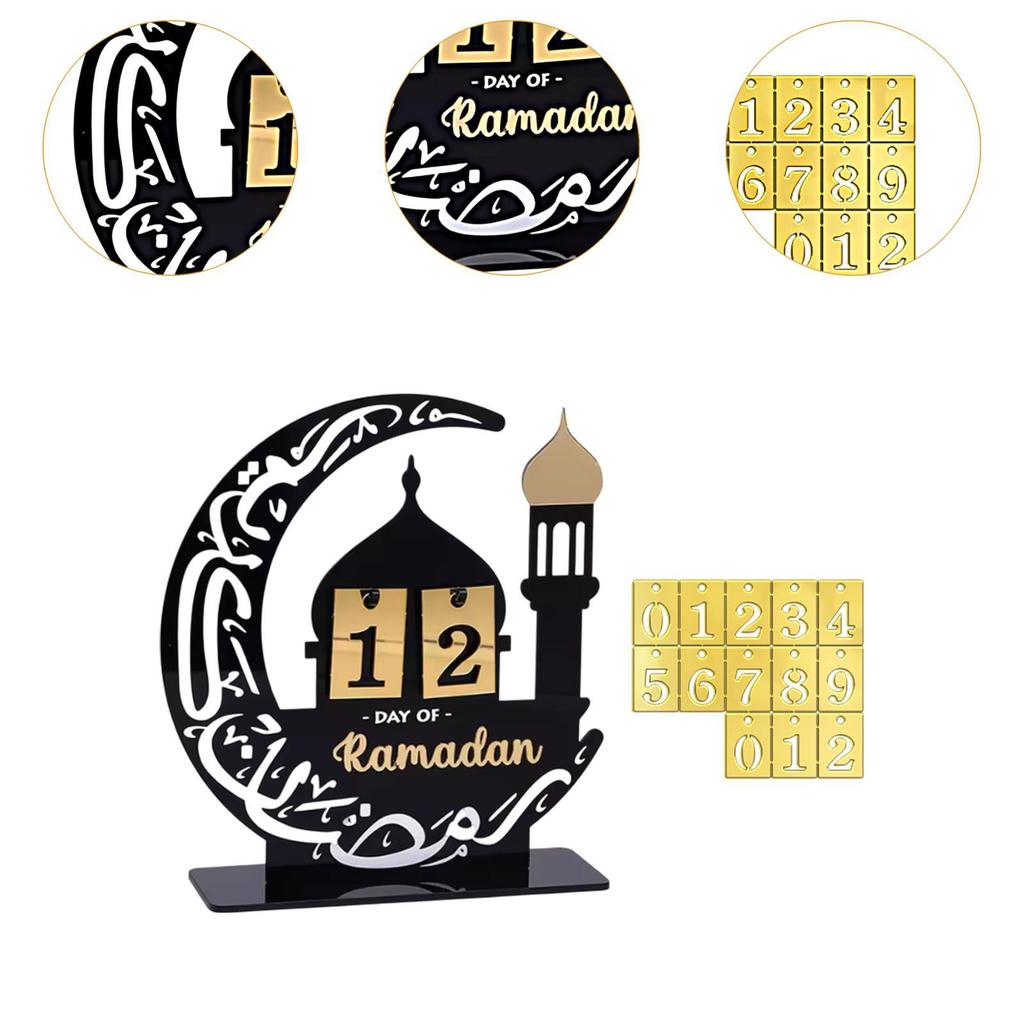Ramadan Advent Calendar Eid Mubarak Gift Tabletop Ornament Home Decor Festival Party Ramadan Decoration for School Farmhouse