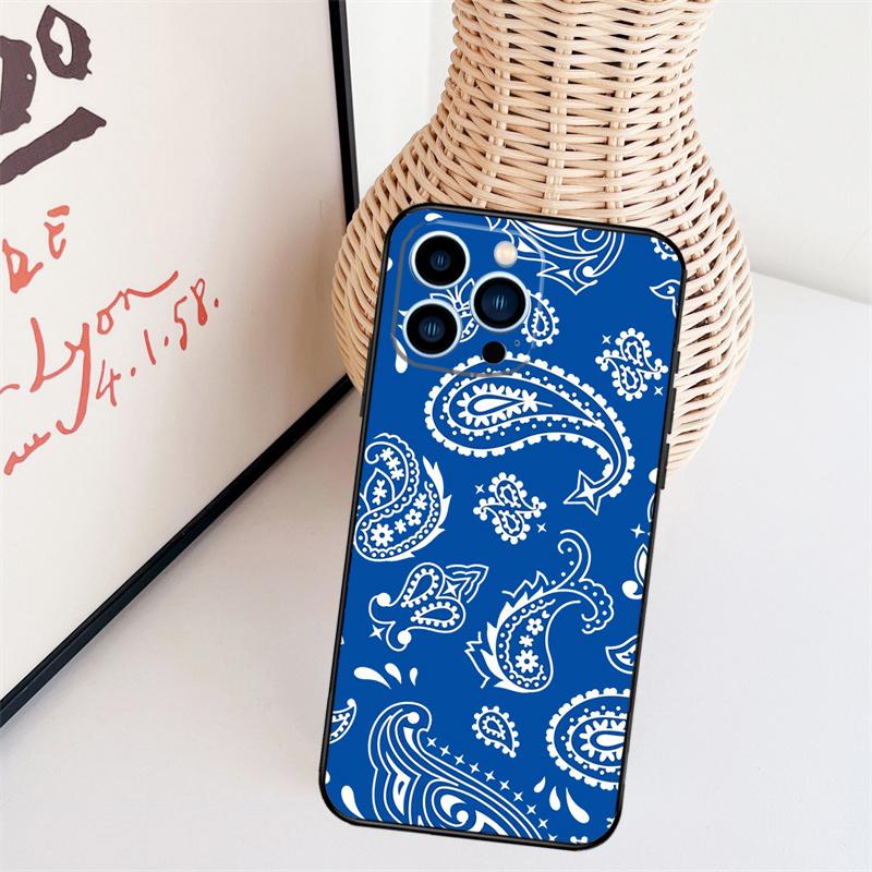 Coque de téléphone Paisley Bandana Noir Pour iPhone 16 Pro Max 15 14 13 11 12 17 Pro Max mini 15 16 Plus 16e 17 Air Cover