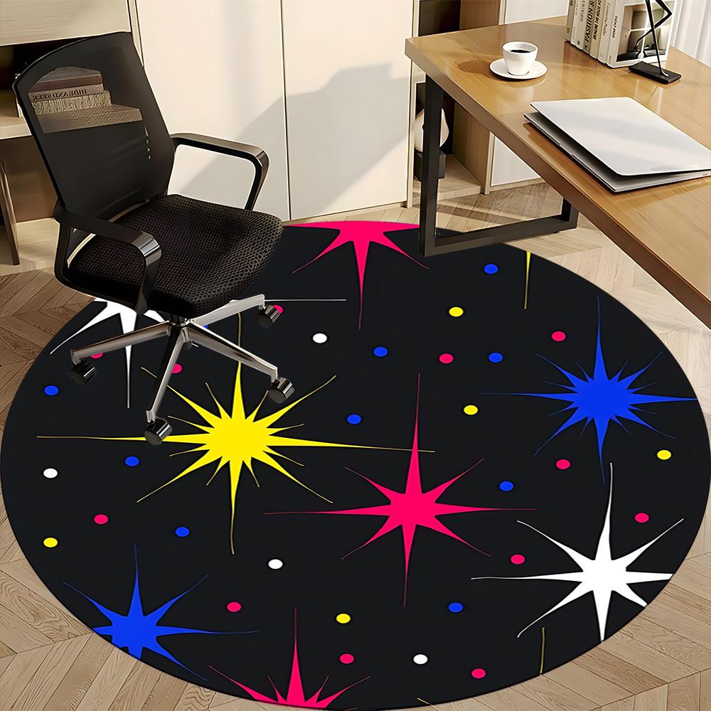 1pc Cosmic Stars Chair Carpet for Office, Round Non Slip Durable Large Size Office Carpet, Suitable for Office