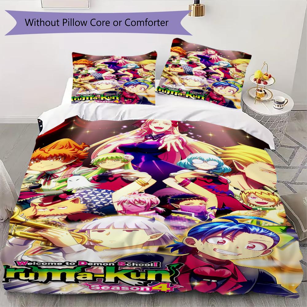 Welcome To Demon School! Iruma Kun Pattern Bedding,Quilt Set Quilt Cover Pillowcase Home Birthday Gift(1 * Duvet Cover + 2 * Pillowcase, Without Core)