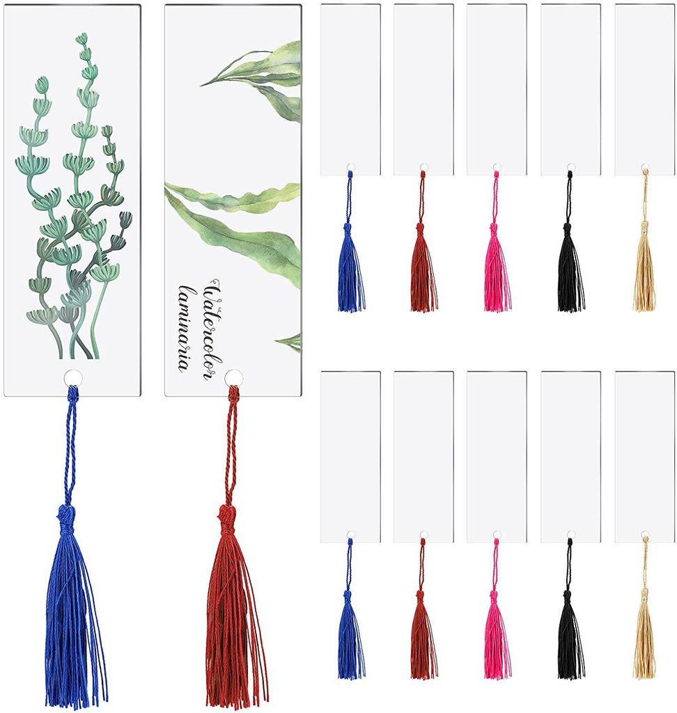 Clear Acrylic Bookmark with Tassel - Creative DIY Pattern, Erasable and Rewritable with Water-Based Pen