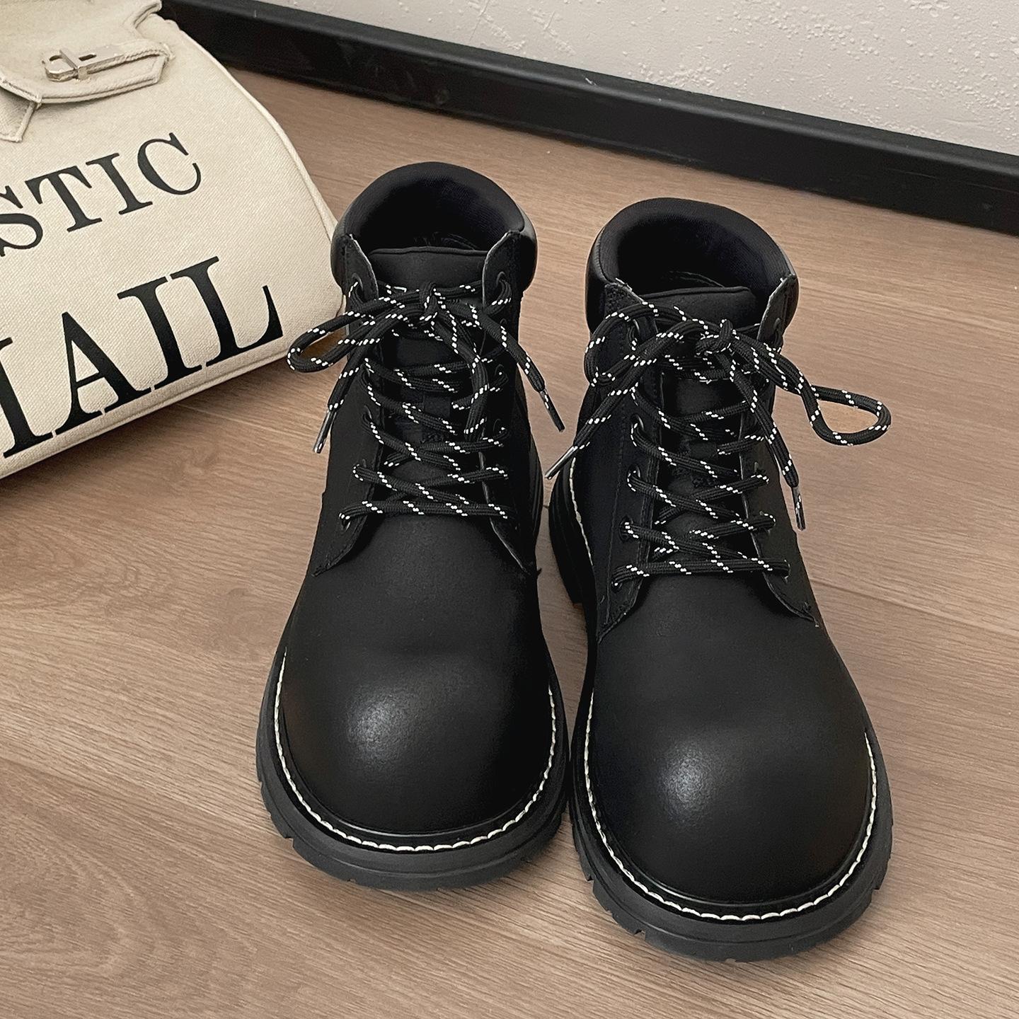 

Queen Fan retro British style platform Martin boots women s 2025 new summer with skirt rhubarb short boots 35 чёрный