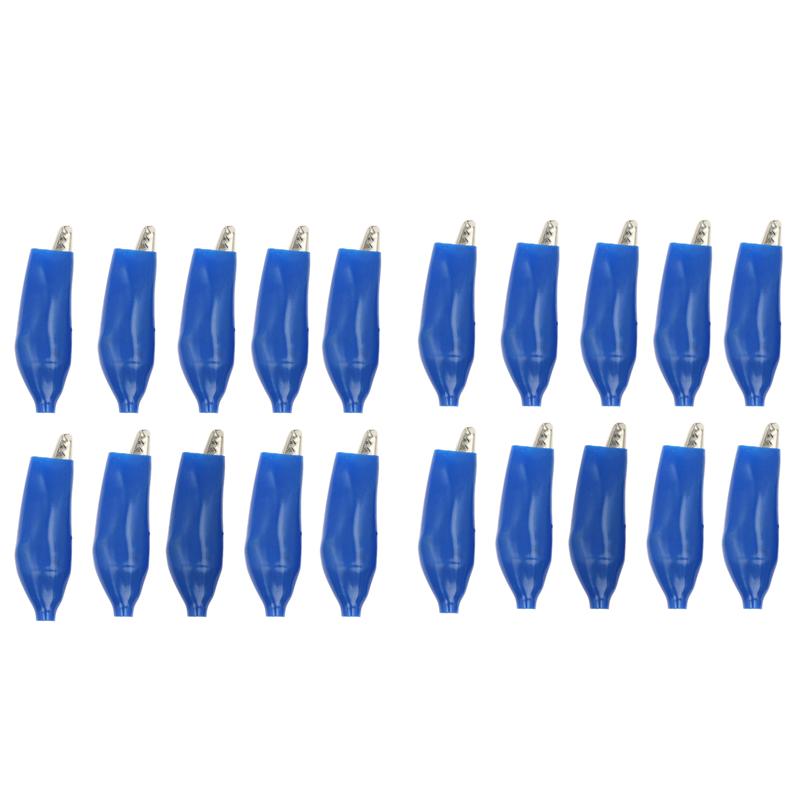 20 Pcs Crocodile Type Clip 28MM Black Red Blue Black Yellow Soft Plastic Coated Testing Probe Mini Alligator Test Clips