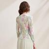 Zhaojun 2026 Spring/Summer Silk Blend Floral Knit Long Sleeve Slim T-Shirt