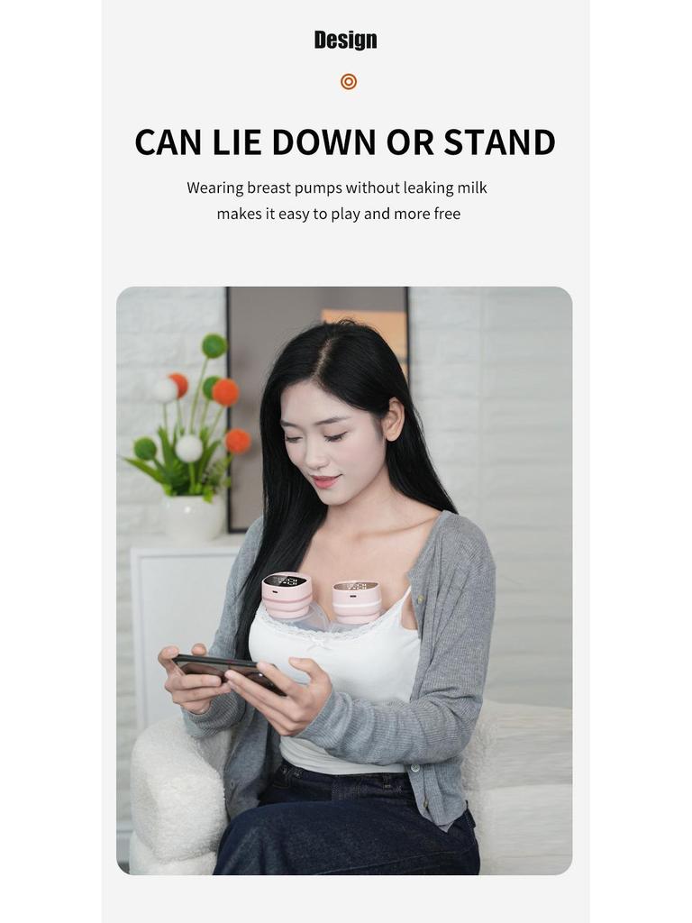 Silent Painless Smart Wearable Breast Pump with Large Suction & Massage