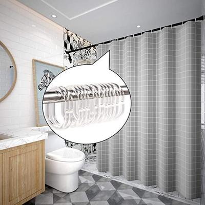 24Pcs Convenient Plastic C Shaped Shower Hooks Removable Reusable Shower Curtain Rings Clear Blind Loop Bathroom Use