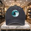 Witch Flying On Moon Halloween Baseball Cap Washed Denim Snapback Hat Unisex Casual Street Style Cap
