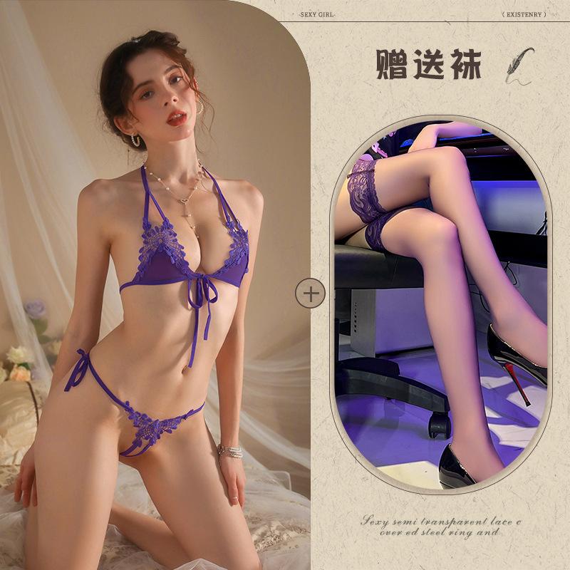 New sexy three-point erotic underwear free bikini open crotch temptation large size women's suit