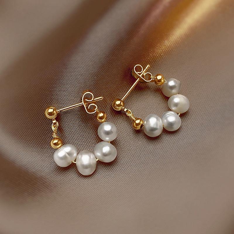 1Pair Retro Baroque Pearls Dangle Earrings For Women Elegant Korean Simple Jewelry Wedding Party Accessories