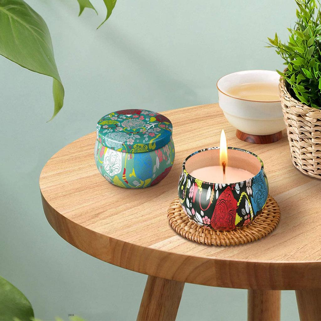 Scented Candles Gift Set of 4 Natural Soy Wax Portable Travel Tin Candle