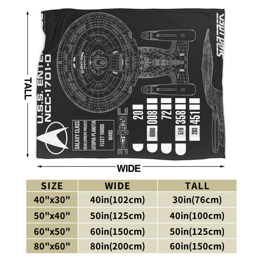 Stars Treks The Next Generation U.S.S. Enterprise Chart Flannel Blanket for Couch Bed Travel Funny Bedspread Sofa Bed Cover