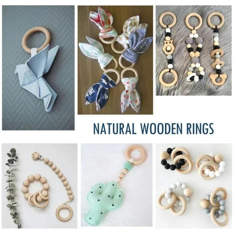 Wooden Rings for Crafts, Natural Wood Rings for Macrame, Jewelry Making, and DIY Crafts