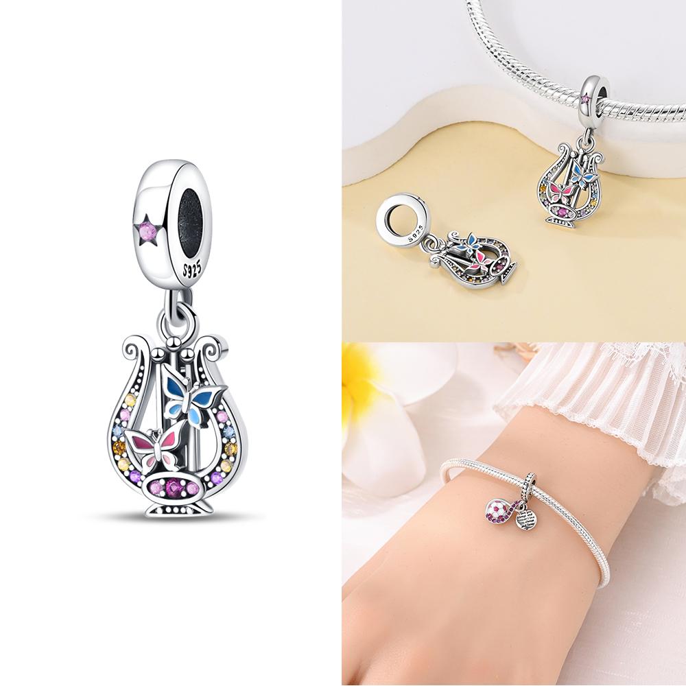 Music Series Copper Musical Talisman Earphone Guitar Beads Pendant Charm For Original Bracelet Woman Girl Jewelry