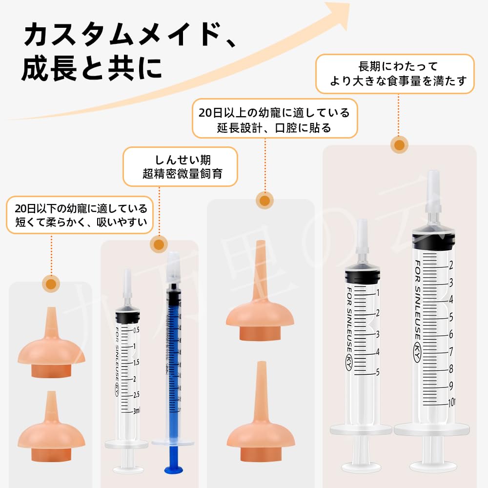 Kumanri no Yun Pet Feeding Bottle Set, 12-Piece Set, Newborn KittenPuppy Feeding Tool, Soft Silicone Nipples, Baby Bottle Syringe, with Measuring