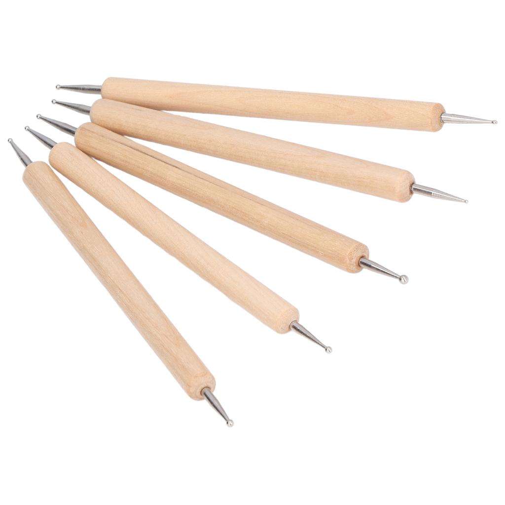 5Pcs Double End Tracing Dotting Stylus Beech Stainless Steel Indentation Pens for Painting Engraving