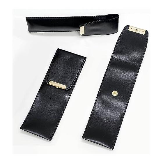 Eco-Leather Pen Case Black, All-Metal Rotating Ball & Sharp Notch Grip Set, 2-Pack T23-BR-B-BSMM-2, Made In Japan Faux Leather Pen Case, 2-in-1