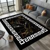 Luxury Modern Geometric Border Rug Vibrant Black Gold Marble Pattern Carpet Elegant Floor Covering Living Room Decor