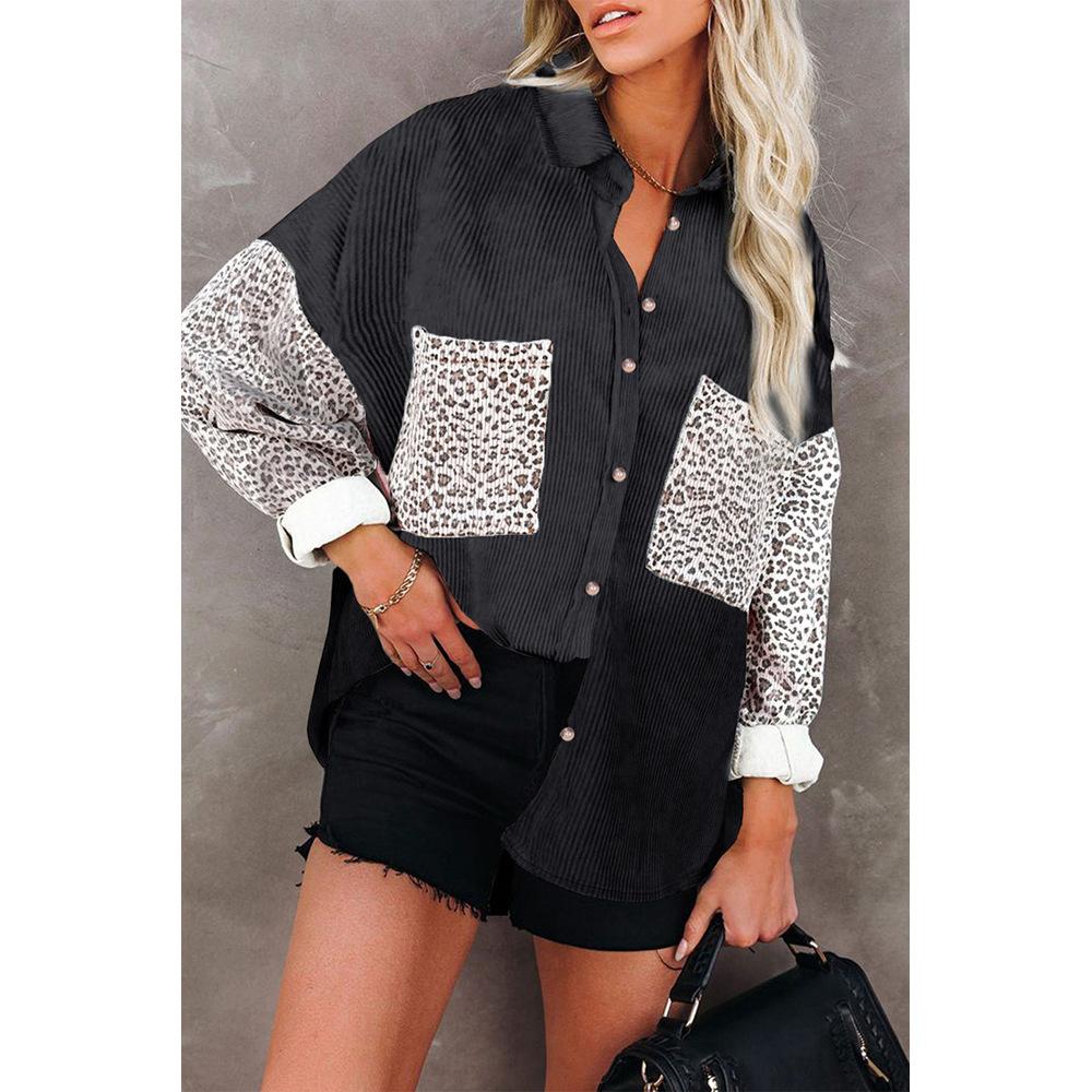 New Autumn And Winter Leopard Print Women's Shirt Lapel Pit Casual Jacket