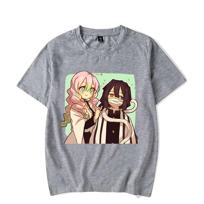 New Anime Kanroji Mitsuri Iguro Obanai Print T-shirts Women Men Summer Cool Short Sleeve Couple Y2K Casual T-shirts