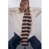 Original Niche Color Scheme Imitation Classic Striped Knitted Wool Muffler for Women Autumn Winter Soft Warm Scarf Female Shawl