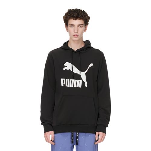 PUMA Men's Black Sports Casual Hooded Knit Sweatshirt with Logo Print