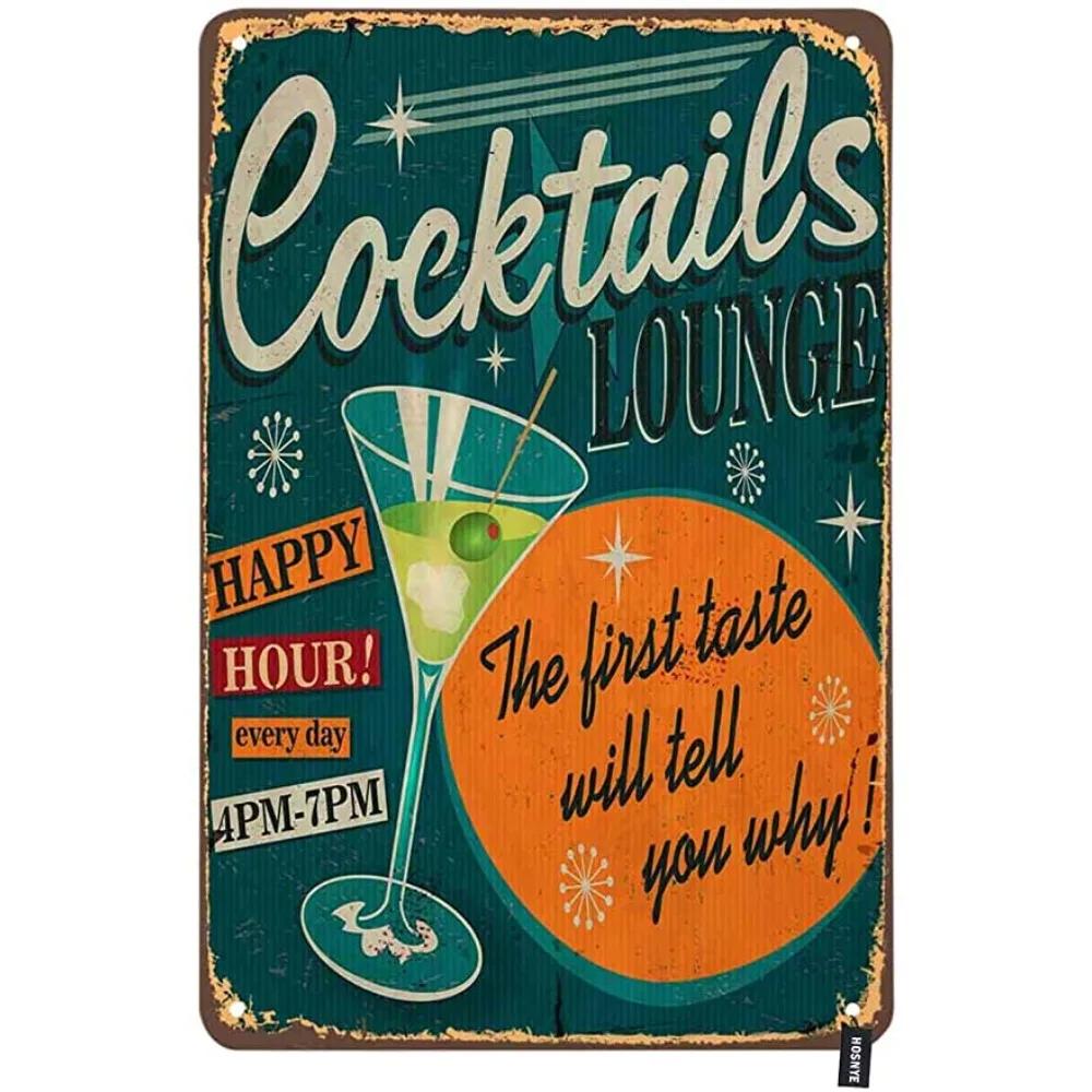 Sinal de Lata de Metal para Menu de Coquetéis Retro Guia para Amantes de Mixologia Bar Pub Corrente de Ferro Pendurador Decoração Bebida Alcoólica Pôster Rústico