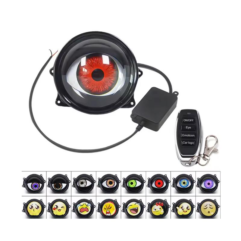

LED Car Dynamic Devil Eye Large Light 3-inch 33 Mode 3D Lens Dynamic Pupils Headlight Car Light Remote Modification Eagle Eye
