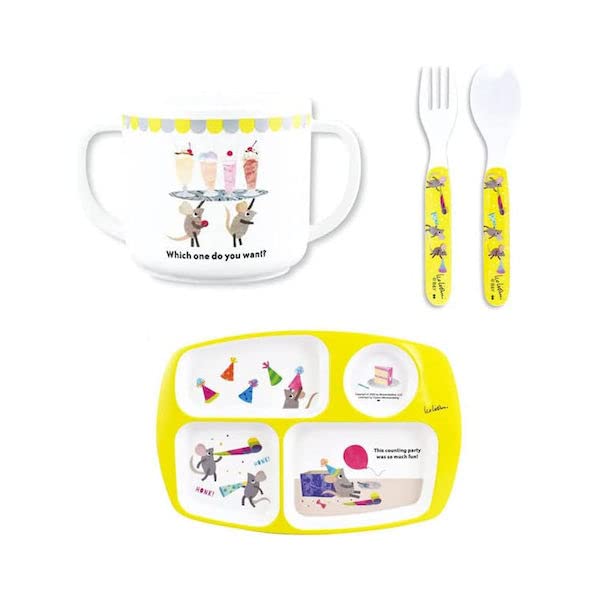 

К. Подарочный набор меламиновой посуды Onishi Leo Lionni LL (Тарелка, Кружка, Ложка и Вилка) Lemon GR LLA-3200 230 x 100 x 310(час)мм