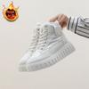 Fleece warm little white shoes women's 2024 winter new trendy versatile high-top board shoes casual snow boots YB9029