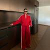 Womens Cotton Blend Long Sleeve Casual Tracksuit Set Striped Loose Fit Streetwear Outfit Fall Winter