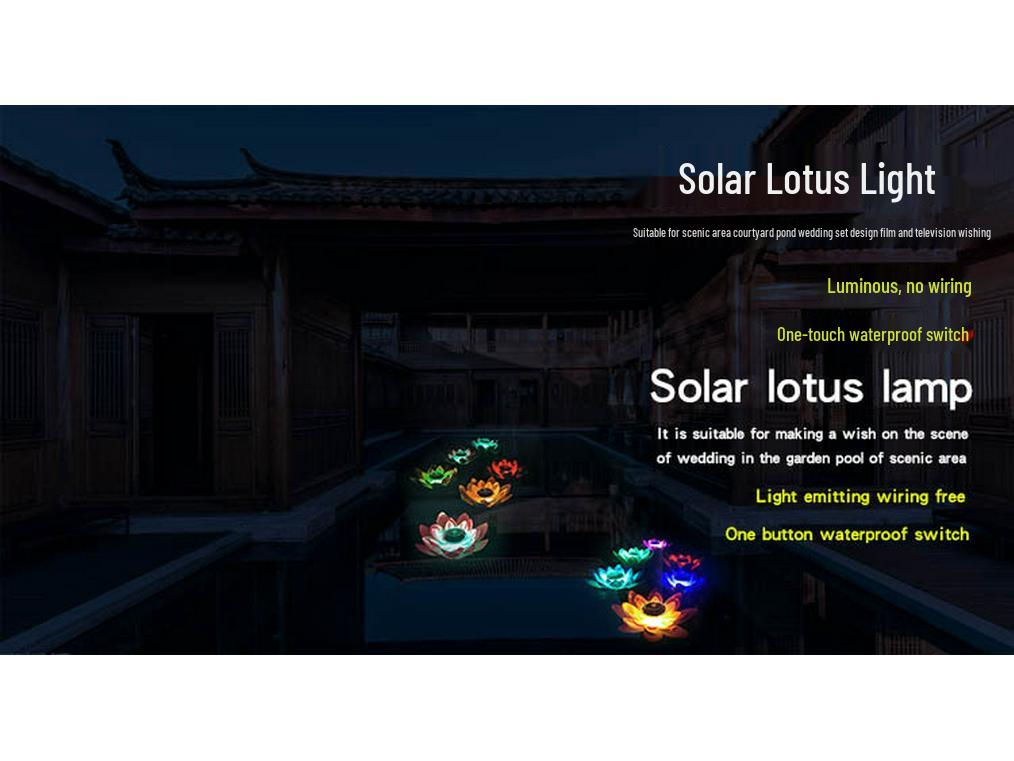 Solar LED Floating Lotus Light for Outdoor Pools and Courtyards