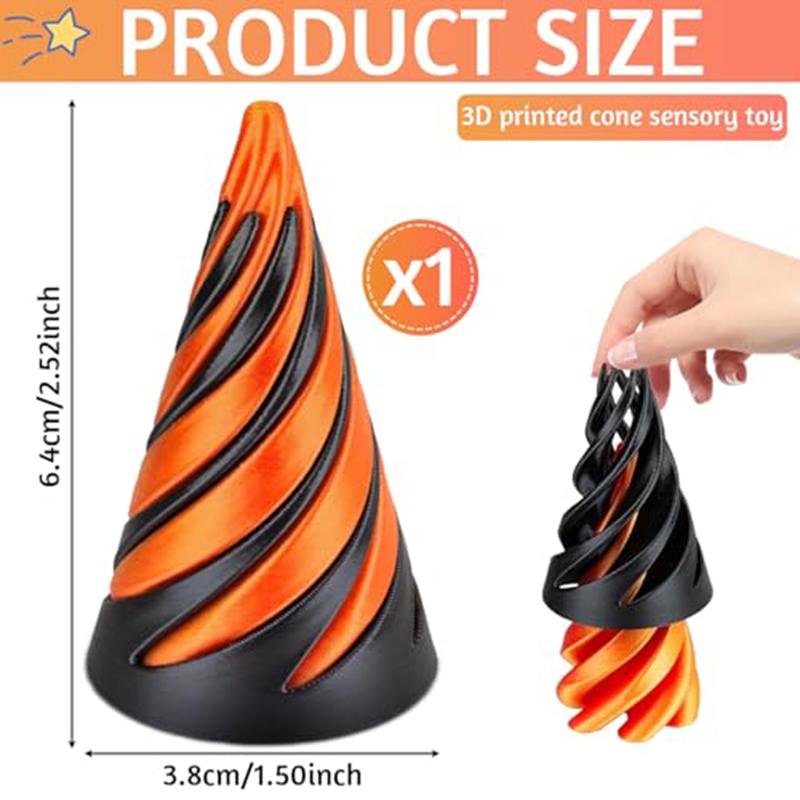 3D Spiral Cone Decompression Spiral Push Music Pyramid Fidget Toy Mini Vortex Line Illusion Desktop Ornament Adult Toy