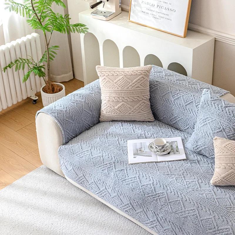 

Новые однотонные чехлы для диванов, плюшевые жаккардовые чехлы для диванов, домашний декор, чехлы для диванов, осень-зима, всесезонные универсальные нескользящие подушки для дивана 70x70cm 1pcs