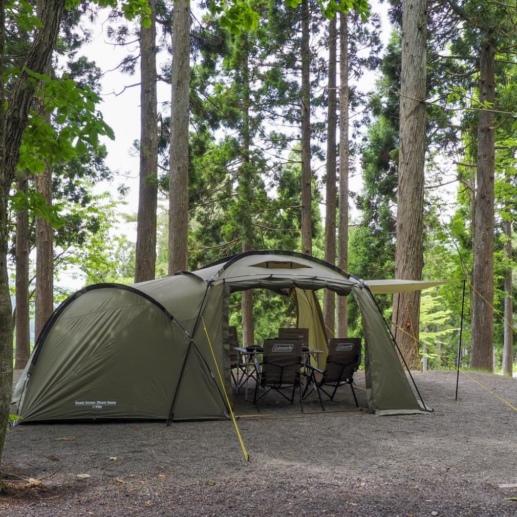 Coleman Round Screen House Camping Tent 2024 Model 2210742 2-Room (Family Accommodation) (Olive)