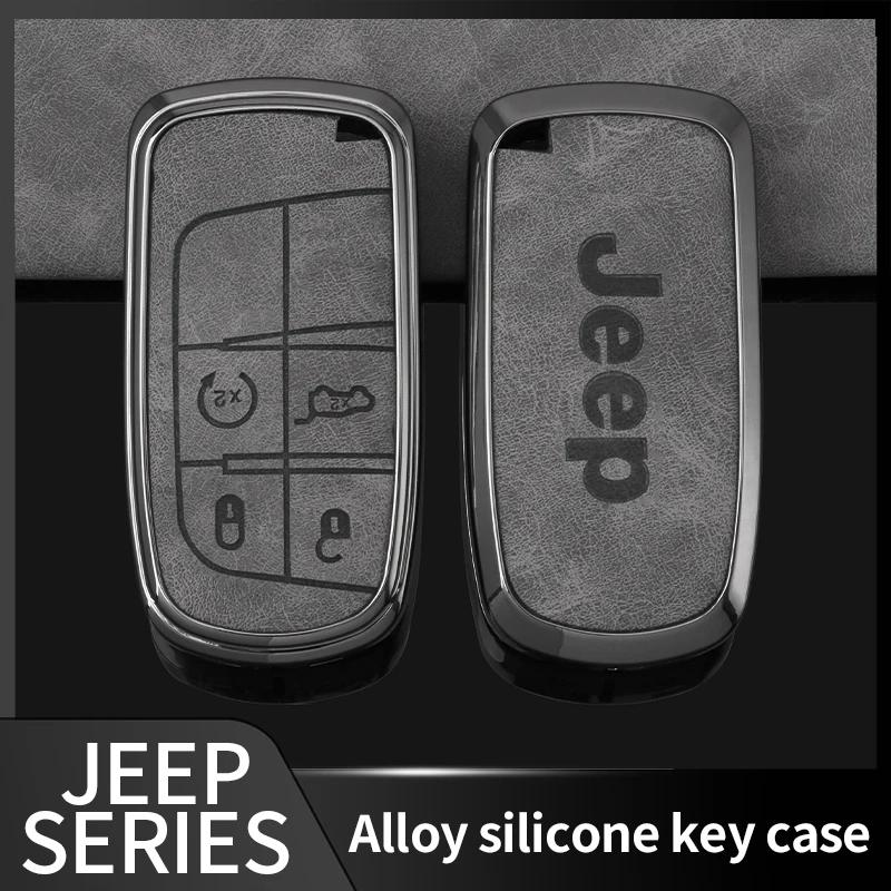 Für Jeep Zinklegierung Leder Auto Schlüsselhülle Abdeckung Schale Für Jeep Renegade Wrangler Patriot Grand Cherokee WK2 KL Compass Liberty