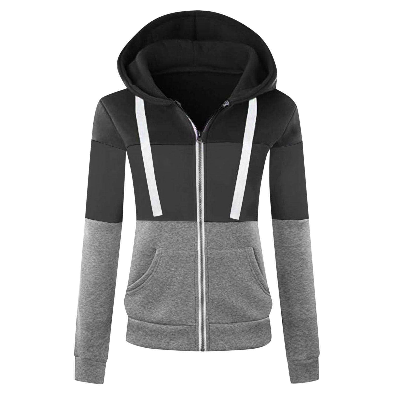 

Женская спортивная куртка с длинным рукавом и контрастным цветом в стиле пэчворк на молнии с карманом и капюшоном Топ XL