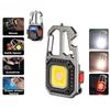 USB Rechargeable COB LED Flashlight Keychain Self Defense Magnet Outdoor Camping Torch Aluminum Alloy ABS