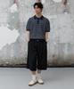 AGOD Collar Button Stripe Half Knit [Navy]