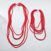 Z Series Red Rice Bead Multi-Layer Women's Retro Necklace