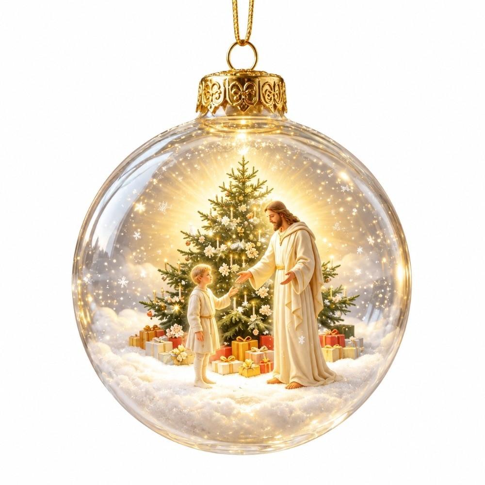 New Plastic Christmas Ball Ornament Clear Lighted Hanging Ornament Ghost Figure Pumpkin Figure LED Light Ball Home Decor