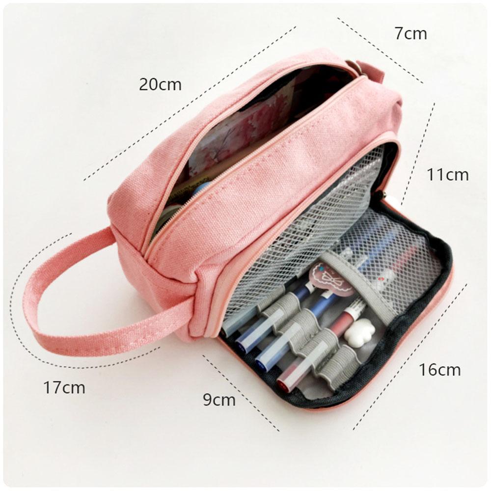 Big Capacity Canvas Fabric Pencil Bag Portable Pencil Case Special Open Window Design