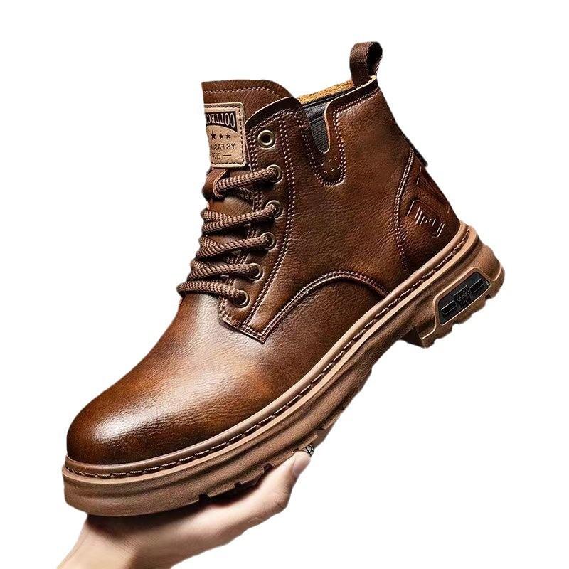 Martin Boots Men's 2025 New Autumn Douyin Same Retro High-top Casual Leather Shoes Tooling Platform Short Boots Cotton Shoes